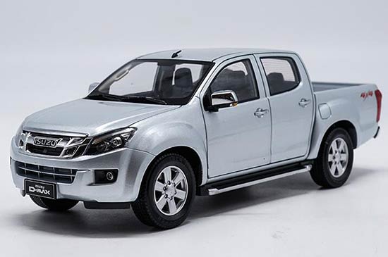 Diecast Isuzu D-Max Pickup Truck Silver / Blue 1:18 Scale Model