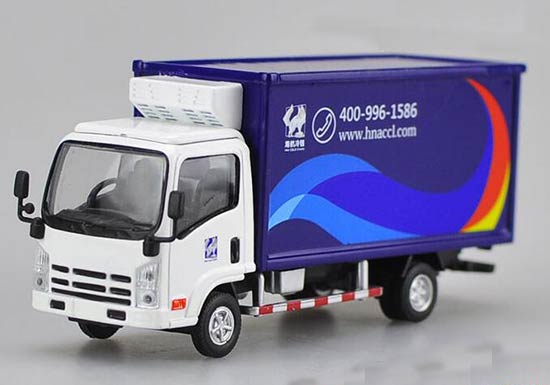 Diecast Isuzu Box Truck HNACCL White-Blue 1:64 Scale Model