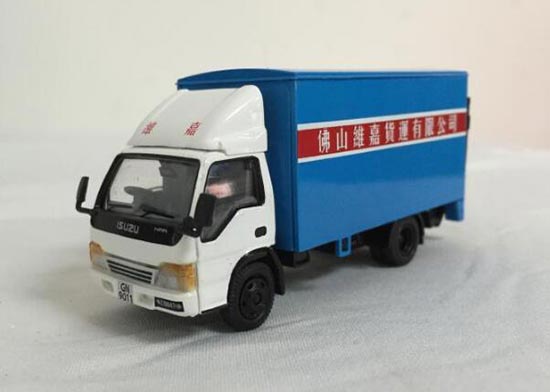 Diecast Isuzu NPR Box Truck Blue 1:76 Scale By Best Choose