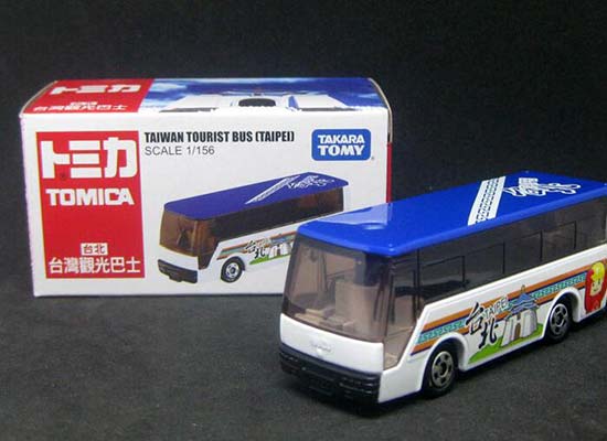 Diecast Isuzu Bus TaiWan Tourist Blue-White 1:156 By Tomica