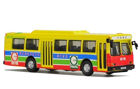 Diecast Flxible Bus Model Hong Kong TVB 1:76 Red-Yellow