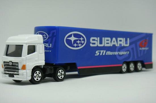 Diecast Hino Semi Truck Toy Subaru STI White-Blue by Tomica