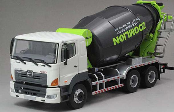 Hino 700 Diecast Zoomlion Concrete Mixer Truck Model 1:38 White