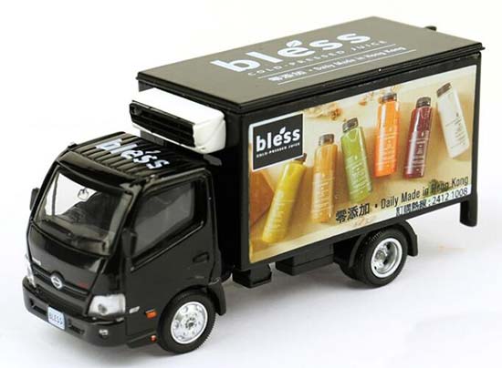 Diecast Hino 300 Box Truck Model Bless Freezer Black 1:76 Tiny