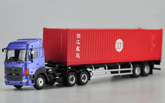 Diecast Hino Semi Truck Model JinJiang Shipping 1:50 Scale Blue