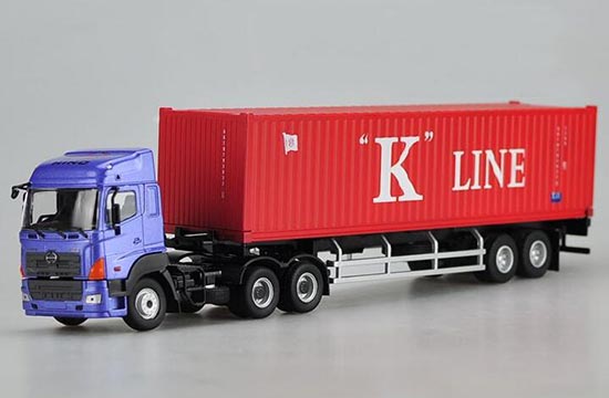 Diecast Hino Semi Truck Model K-LINE 1:50 Scale Blue