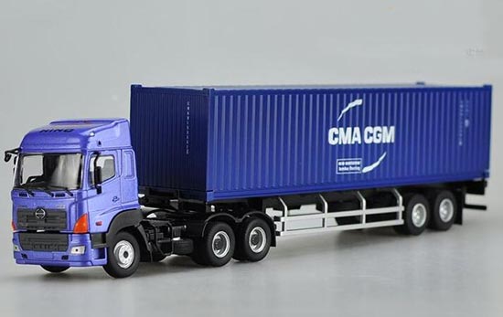 Diecast Hino Semi Truck Model CMA CGM 1:50 Scale Blue