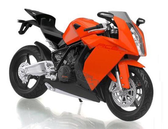 Diecast KTM 1190 RC8 Motorcycle Model 1:12 Scale White / Orange