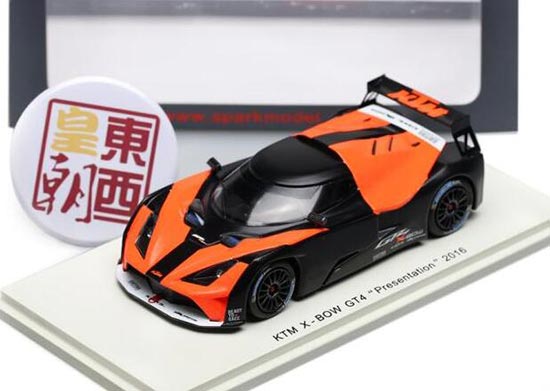 KTM X-Bow GT4 Car Model 1:43 Scale Black-Orange by Spark