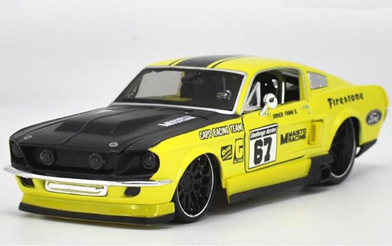 Diecast 1967 Ford Mustang GT Model Yellow 1:24 Scale By Maisto