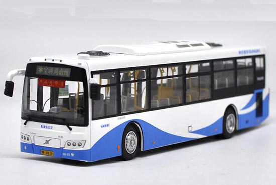 Diecast SunWin Shanghai City Bus Model White-Blue 1:43 Scale