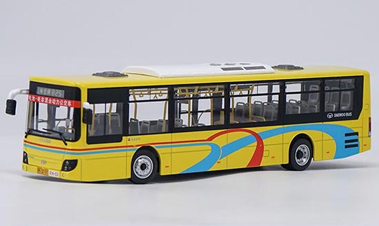 Diecast Daewoo ShangHai City Bus Model NO.825 Yellow 1:43 Scale