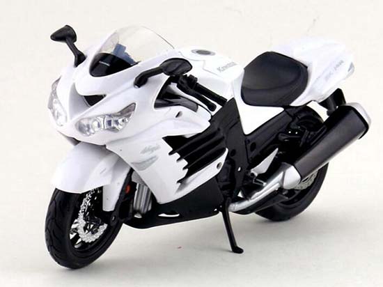 Diecast Kawasaki Ninja ZX-14R Motorbike White Model 1:12 Maisto
