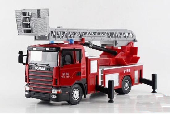 Diecast Scania Fire Engine Truck Toy Scaling Ladder 1:43 Red