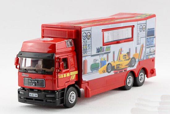 Diecast MAN Box Truck Toy Yellow / Red 1:40 Scale