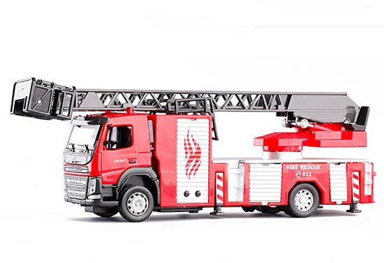 Diecast Volvo Fire Engine Truck Toy Red Scaling Ladder