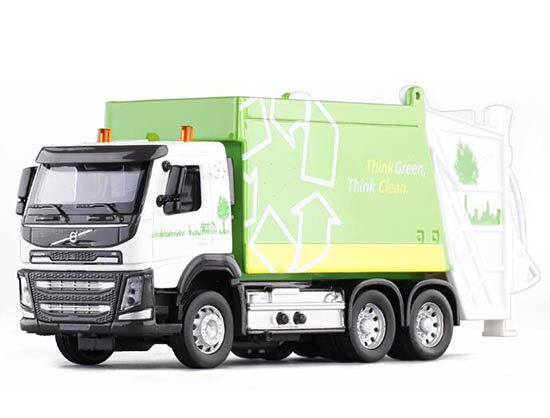 Diecast Volvo Garbage Truck Toy White-Green