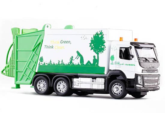 Diecast Volvo Garbage Truck Toy Green-White