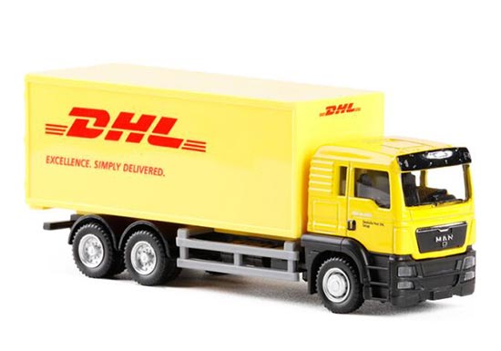 Diecast MAN Box Truck Toy DHL Yellow 1:64 Scale