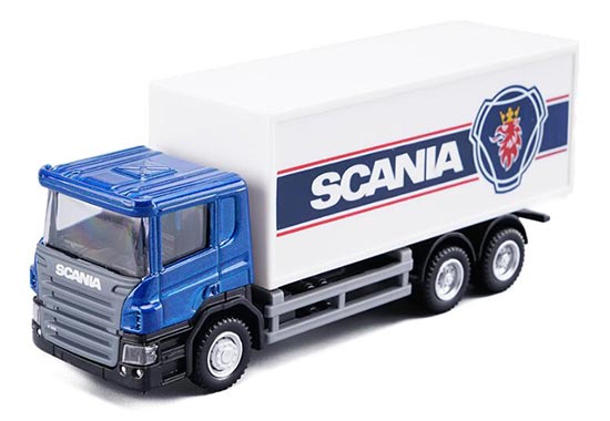 Diecast Scania Box Truck Model Blue-White 1:64 Scale