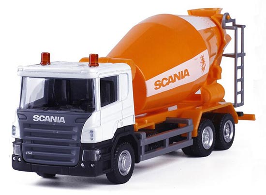 Diecast Scania Mixer Truck Model Orange-White 1:64 Scale