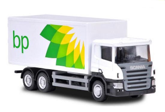 Diecast Scania Box Truck Model Castrol Painting White 1:64 Scale