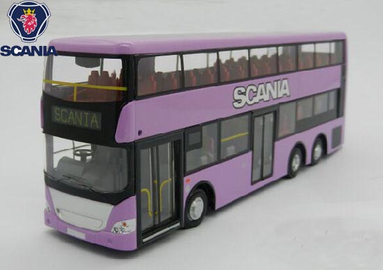 Diecast Scania Double Decker Bus Toy Purple / Orange / Green