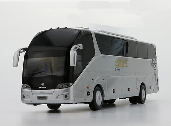 Diecast Higer Scania Coach Bus Model Silver 1:42 Scale