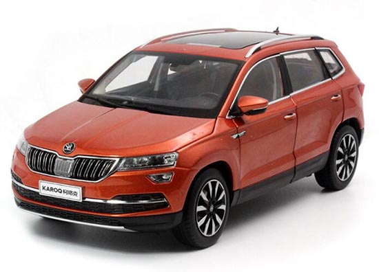 Diecast Skoda Karoq SUV Model 1:18 Scale Orange / White / Brown