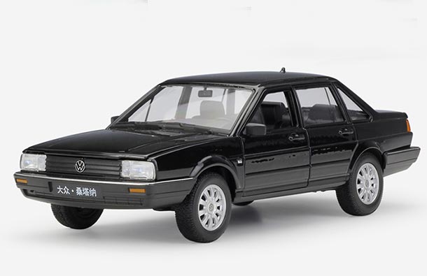 Diecast Volkswagen Santana Model 1:24 Black / White By Welly