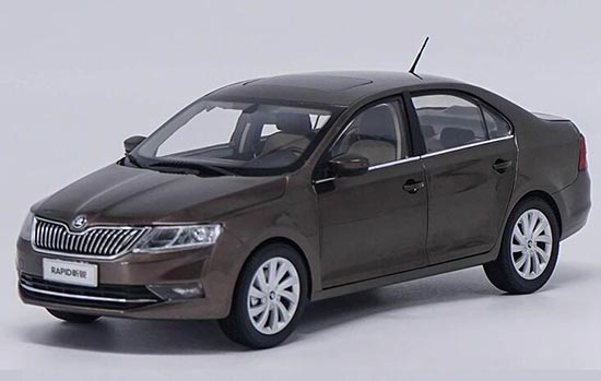 Diecast Skoda Rapid Car Model 1:18 Scale White / Brown