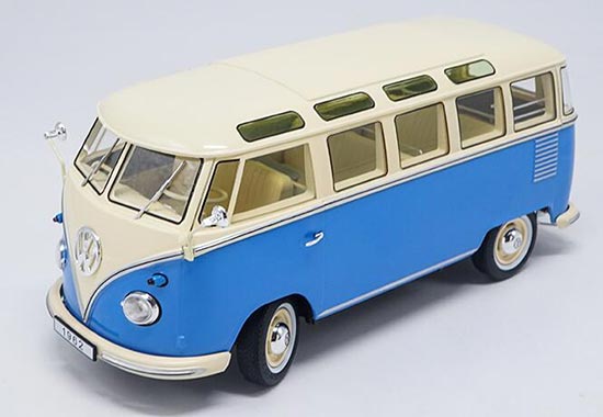Diecast 1962 Volkswagen T1 Bus Model 1:18 Scale Red / Blue [VB1A591]