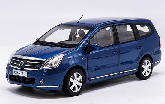 Diecast Nissan Geniss MPV Model Blue / Red / White 1:18 Scale