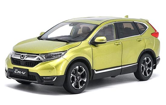 Diecast 2017 Honda CR-V SUV Model 1:18 Silver / Yellow / White