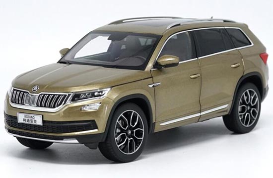 Diecast Skoda Kodiaq SUV Model 1:18 Scale White /Golden /Brown