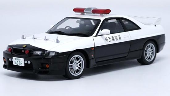 Diecast Nissan GT-R R33 Police Car Model 1:18 White By Autoart