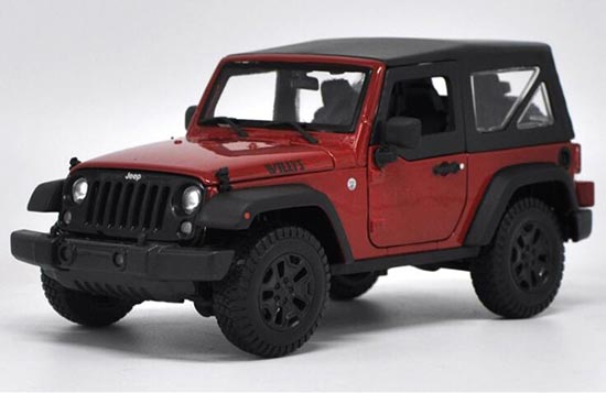 Diecast Jeep Wrangler Model 1:18 Scale Red / Yellow By Maisto