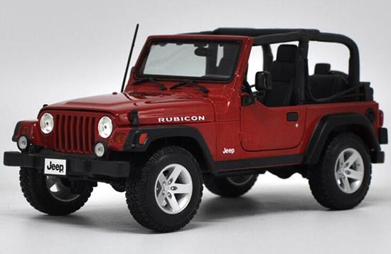 Diecast Jeep Wrangler Model 1:18 Scale Red / Blue By Maisto