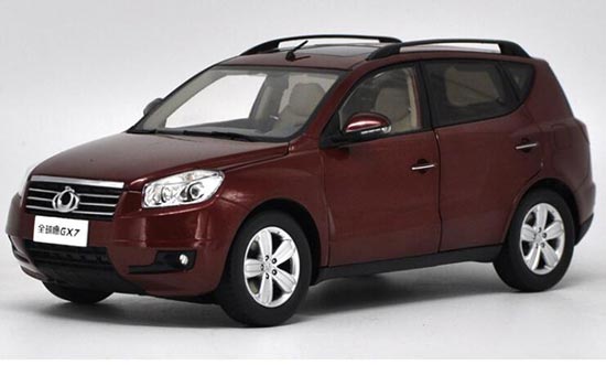 Diecast Geely Gleagle GX7 SUV Model 1:18 Scale Brown / Wine Red