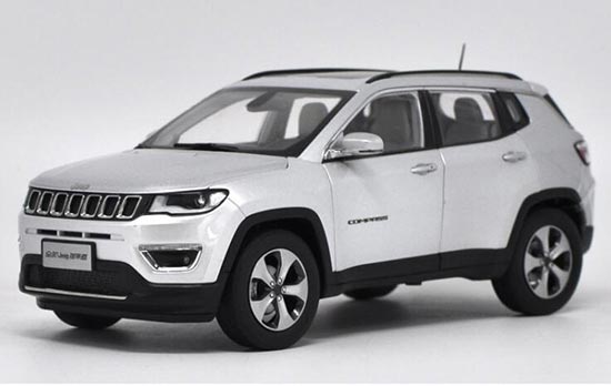 Diecast Jeep Compass SUV Model 1:18 Scale White / Red / Silver