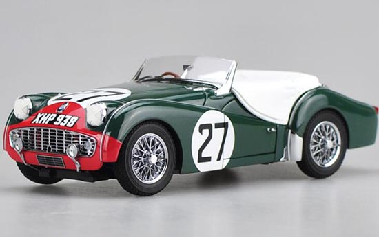 Diecast Triumph TR3S Model 1:18 Scale Red-Green By Kyosho
