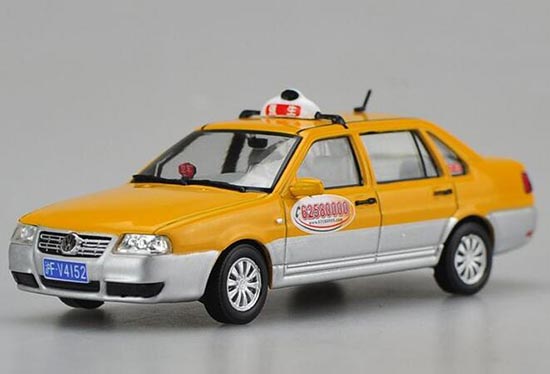 Diecast Volkswagen Santana Vista Taxi Model 1:43 Scale Yellow