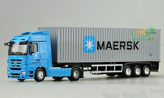 Diecast Mercedes Benz Actros Semi Truck Model Blue 1:50 Scale