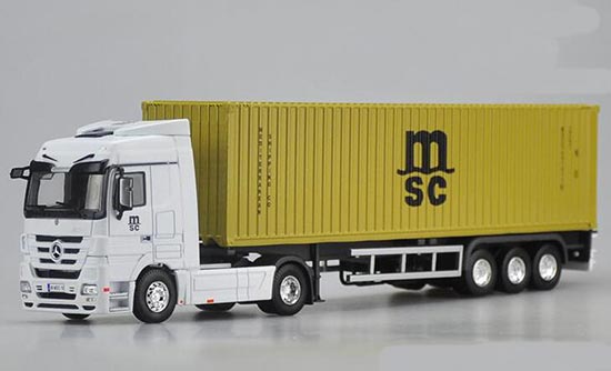 Diecast Mercedes Benz Actros Semi Truck Model MSC 1:50 White