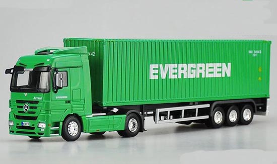 Diecast Mercedes Benz Actros Semi Truck Model 1:50 Scale Green