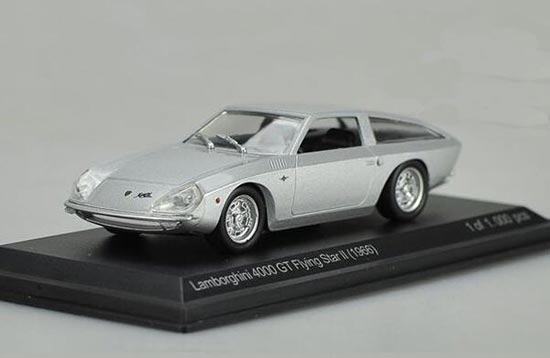 Diecast 1966 Lamborghini 4000 GT Flying Star Model Silver IXO