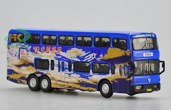 Diecast Jinling Double Decker Bus Model 1:76 Scale Blue