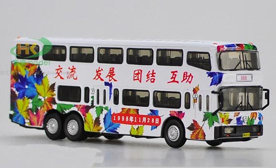 Diecast Jinling Double Decker Bus Model White 1:76 Scale