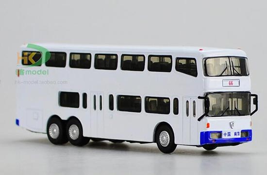 Diecast Jinling Double Decker Bus Model 1:76 Scale White