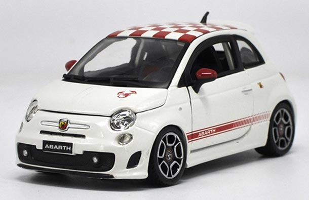 Diecast Abarth 500 Model 1:24 Scale White By Bburago